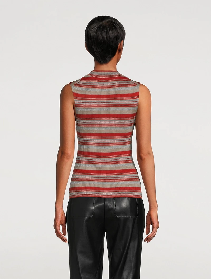 Striped Silk Knit Shell