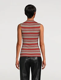 Striped Silk Knit Shell