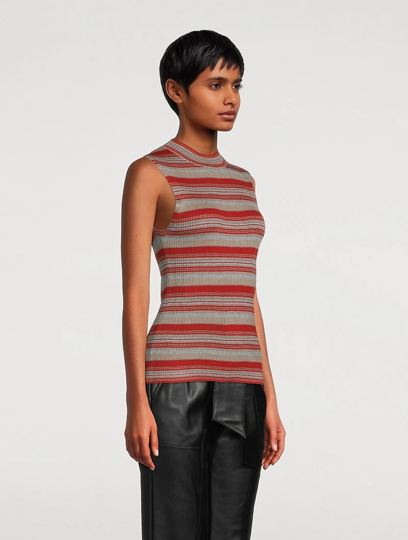 Striped Silk Knit Shell