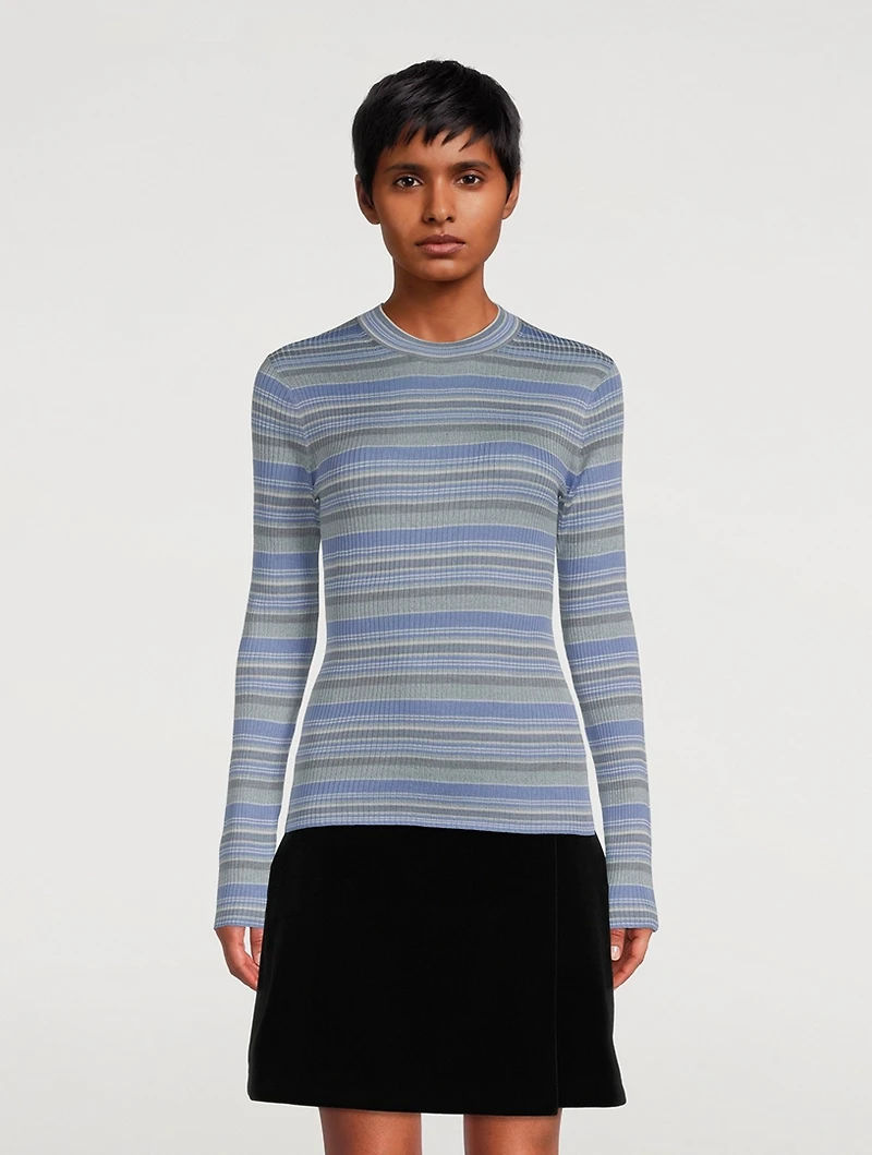 Striped Silk Knit Top