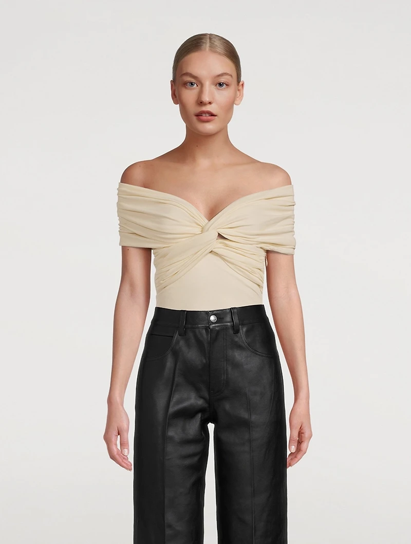The Cerise Off-The-Shoulder Bodysuit