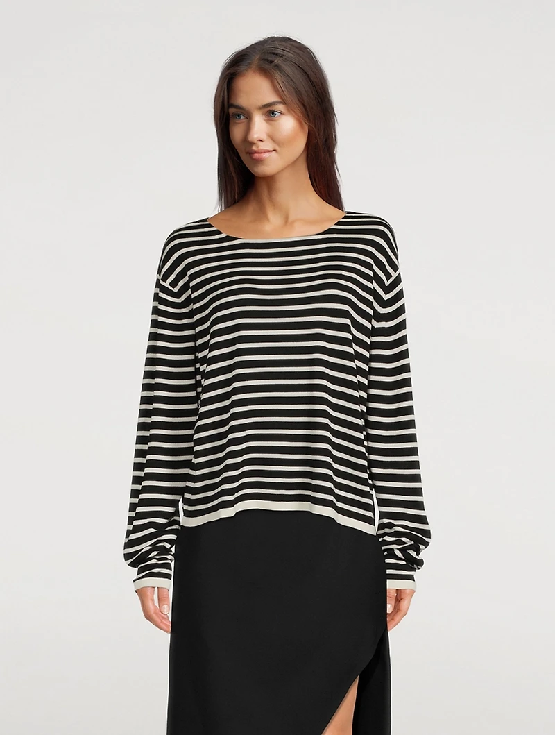 The Casey Silk Top Stripe Print