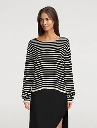 The Casey Silk Top Stripe Print