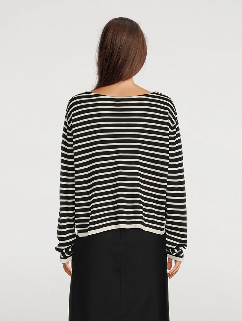 The Casey Silk Top Stripe Print