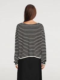 The Casey Silk Top Stripe Print
