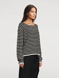 The Casey Silk Top Stripe Print