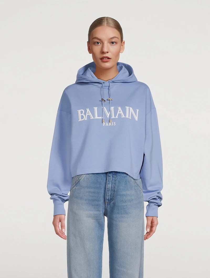 Roman Rubber Logo Cropped Hoodie