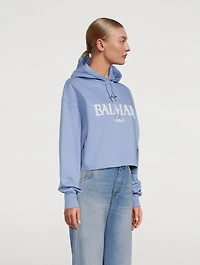 Roman Rubber Logo Cropped Hoodie