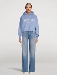 Roman Rubber Logo Cropped Hoodie