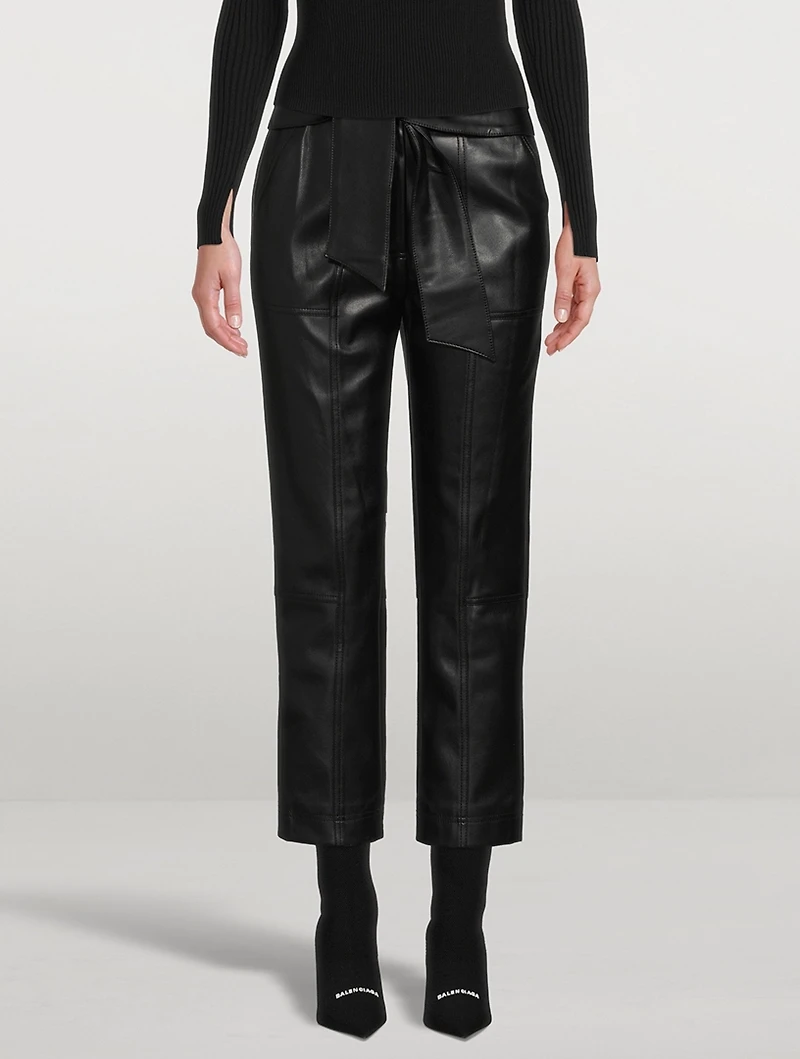 Tessa Vegan Leather Tie-Waist Pants