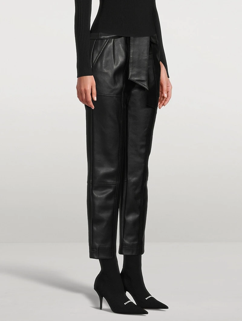Tessa Vegan Leather Tie-Waist Pants