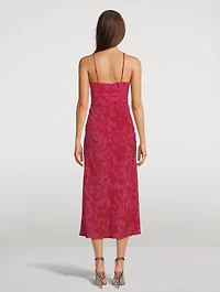 Silk Keyhole Midi Dress Portea Print