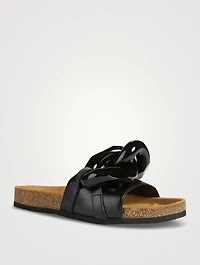 Chain Link Leather Slide Sandals