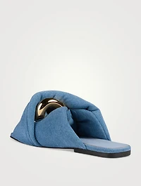 Chain Twist Denim Slide Sandals