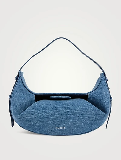 Mini Fortune Cookie Denim Shoulder Bag