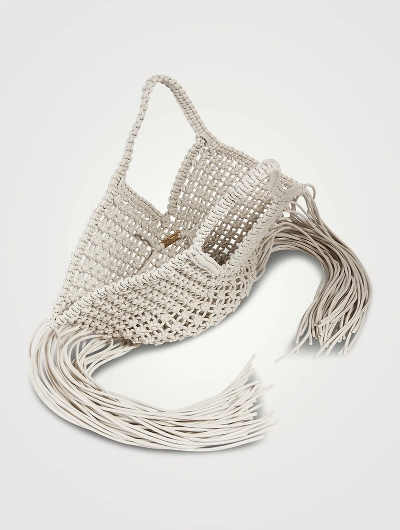 Small Woven Vegan Leather Basket Bag