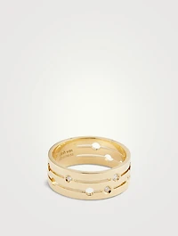 Medium Pulse 18K Gold Ring With Diamonds