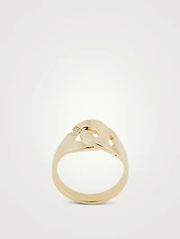 Menottes R12 Notch 18K Gold Ring With Diamonds