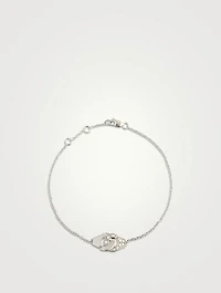 Menottes R8 18K White Gold Chain Bracelet With Half Pavé Diamonds