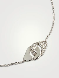 Menottes R8 18K White Gold Chain Bracelet With Half Pavé Diamonds