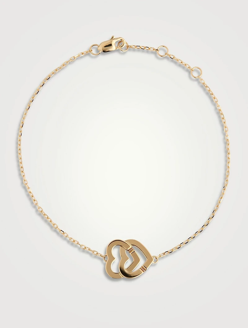 Double Cœurs R10 18K Gold Chain Bracelet