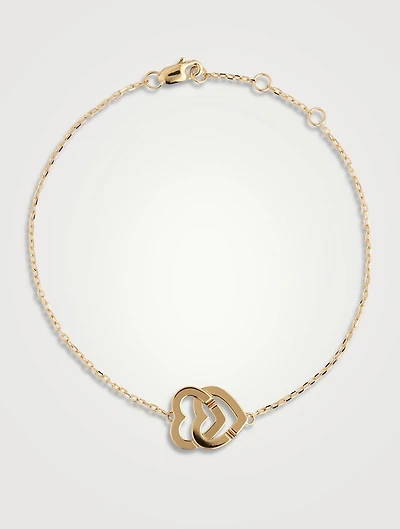 Double Cœurs R10 18K Gold Chain Bracelet