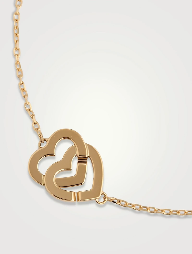 Double Cœurs R10 18K Gold Chain Bracelet