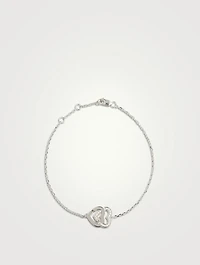 Double Cœurs R10 18K White Gold Chain Bracelet With Half Pavé Diamonds