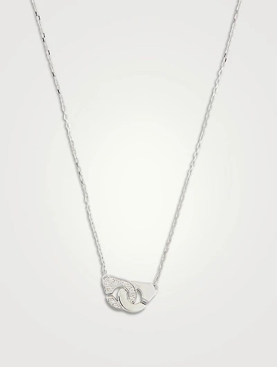 Menottes R8 Chain 18K White Gold Necklace With Half Pavé Diamonds