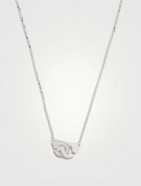 Menottes R8 Chain 18K White Gold Necklace With Half Pavé Diamonds
