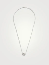 Menottes R8 Chain 18K White Gold Necklace With Half Pavé Diamonds