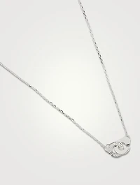 Menottes R8 Chain 18K White Gold Necklace With Half Pavé Diamonds