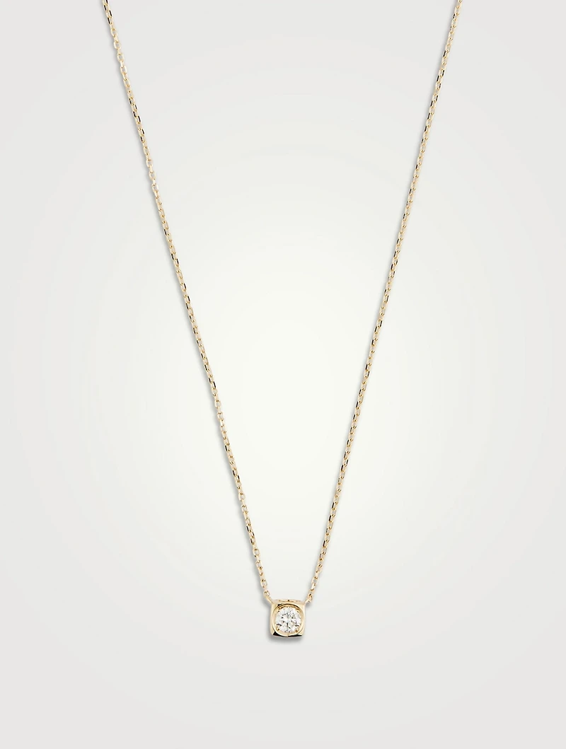 Medium Le Cube Diamant 18K Gold Necklace With Diamond