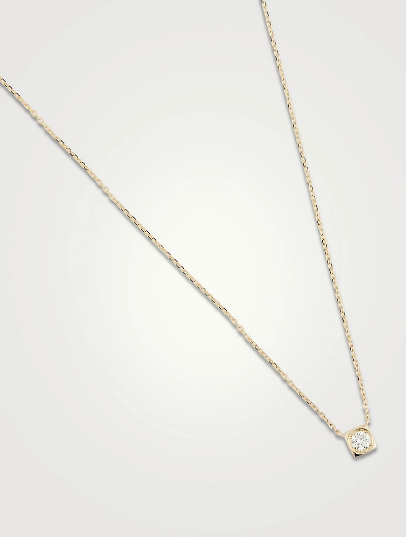 Medium Le Cube Diamant 18K Gold Necklace With Diamond