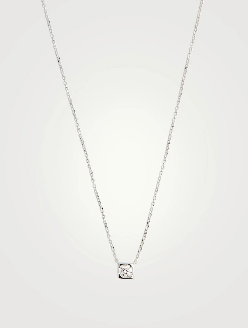 Medium Le Cube Diamant 18K White Gold Necklace With Diamond