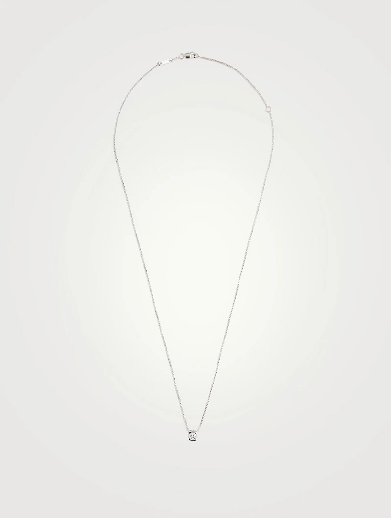 Medium Le Cube Diamant 18K White Gold Necklace With Diamond