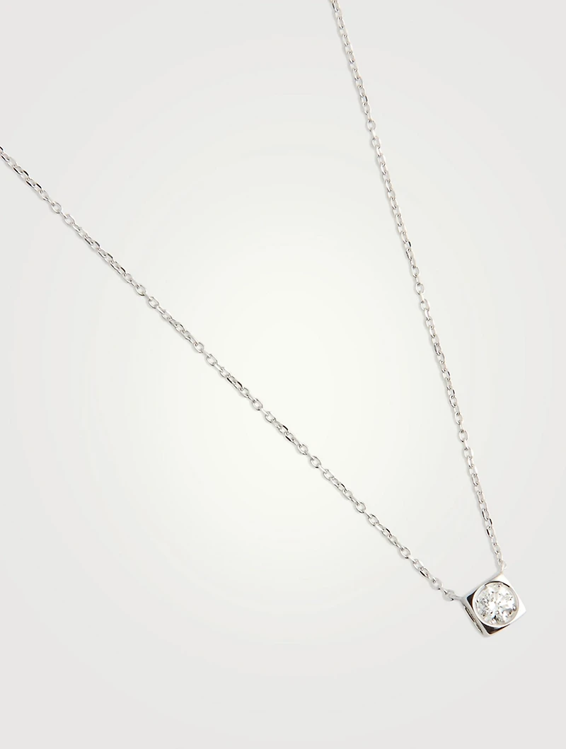Medium Le Cube Diamant 18K White Gold Necklace With Diamond