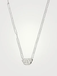 Menottes R12 18K White Gold Chain Necklace With Half Pavé Diamonds