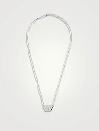 Menottes R12 18K White Gold Chain Necklace With Half Pavé Diamonds