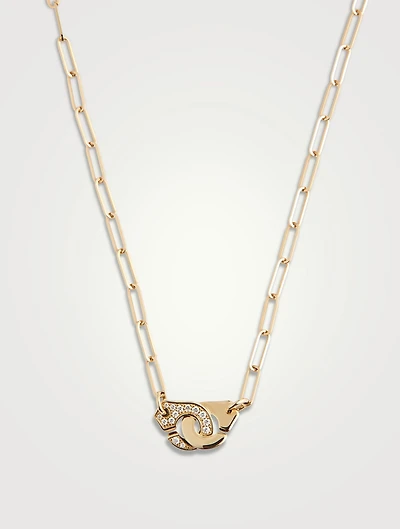 Menottes 18K Gold R10 Chain Necklace With Half Pavé Diamonds