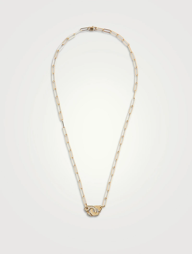 Menottes 18K Gold R10 Chain Necklace With Half Pavé Diamonds