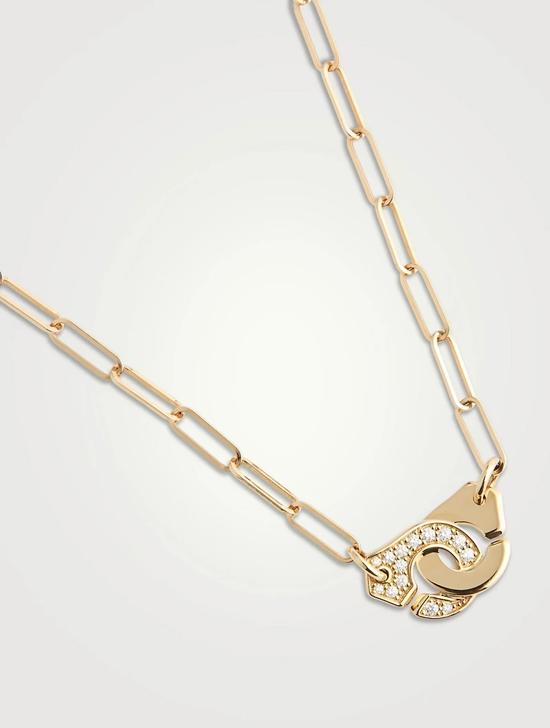 Menottes 18K Gold R10 Chain Necklace With Half Pavé Diamonds