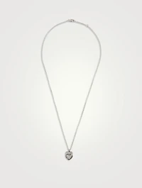 Double Cœurs 18K White Gold R10 Necklace With Half Pavé Diamonds