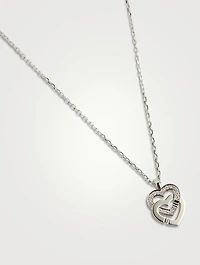 Double Cœurs 18K White Gold R10 Necklace With Half Pavé Diamonds