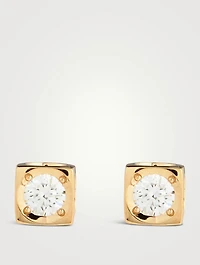 Medium Le Cube Diamant 18K Gold Earrings With Diamonds