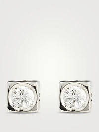 Medium Le Cube Diamant 18K White Gold Earrings With Diamonds