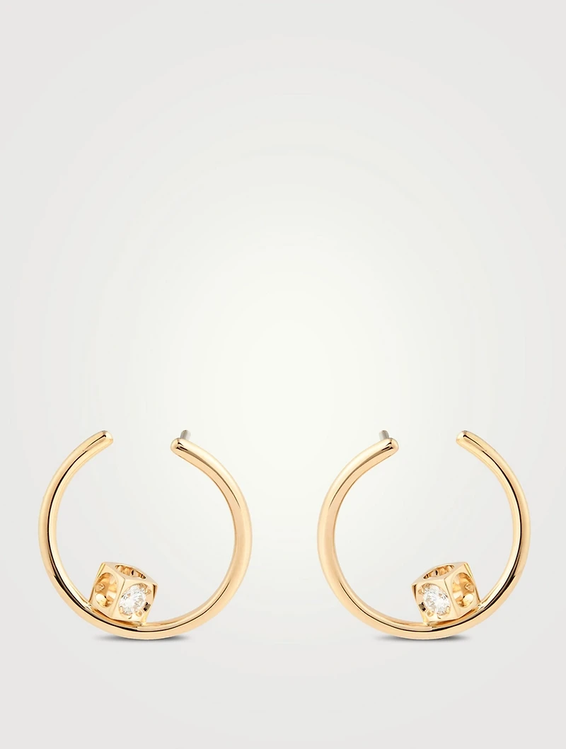 Small Le Cube Diamant 18K Gold Hoop Earrings With Diamonds