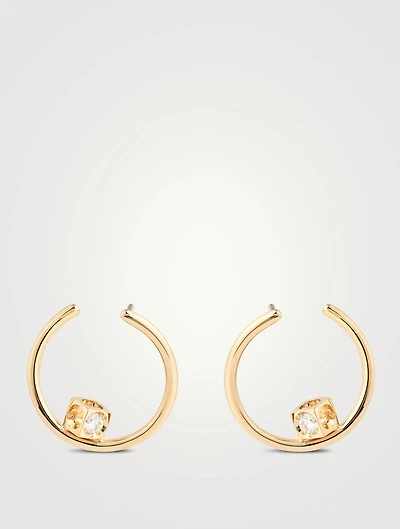 Small Le Cube Diamant 18K Gold Hoop Earrings With Diamonds