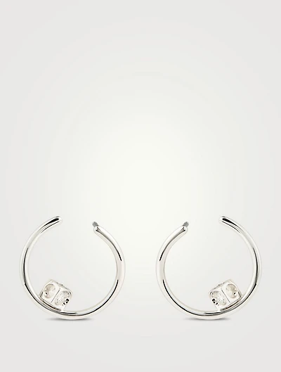 Small Le Cube Diamant 18K White Gold Hoop Earrings With Diamonds