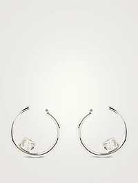 Small Le Cube Diamant 18K White Gold Hoop Earrings With Diamonds